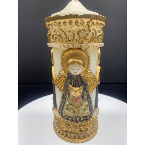 Vintage Crafted Emperor Art Creations Candle 1986 Gold Toned Angel 8" Tall - Picture 7 of 13